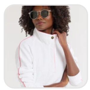 Dudley Stephens White Pearl Pullover in Waffler Knit, Size Small